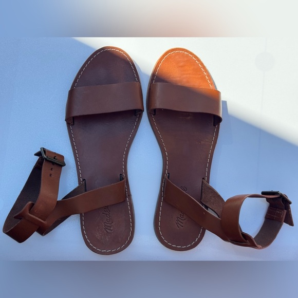Madewell Women’s Boardwalk Ankle-Strap Sandals – English Saddle Brown – Size 9 - Picture 4 of 6